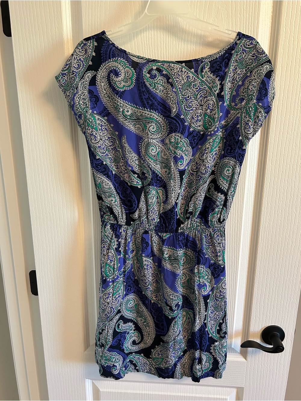 Banana Republic Navy Blue Paisley Mini Dress with Teal and White - Picture 4 of 6